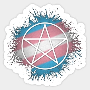 Paint Splatter Transgender Pride Pentacle Symbol Sticker